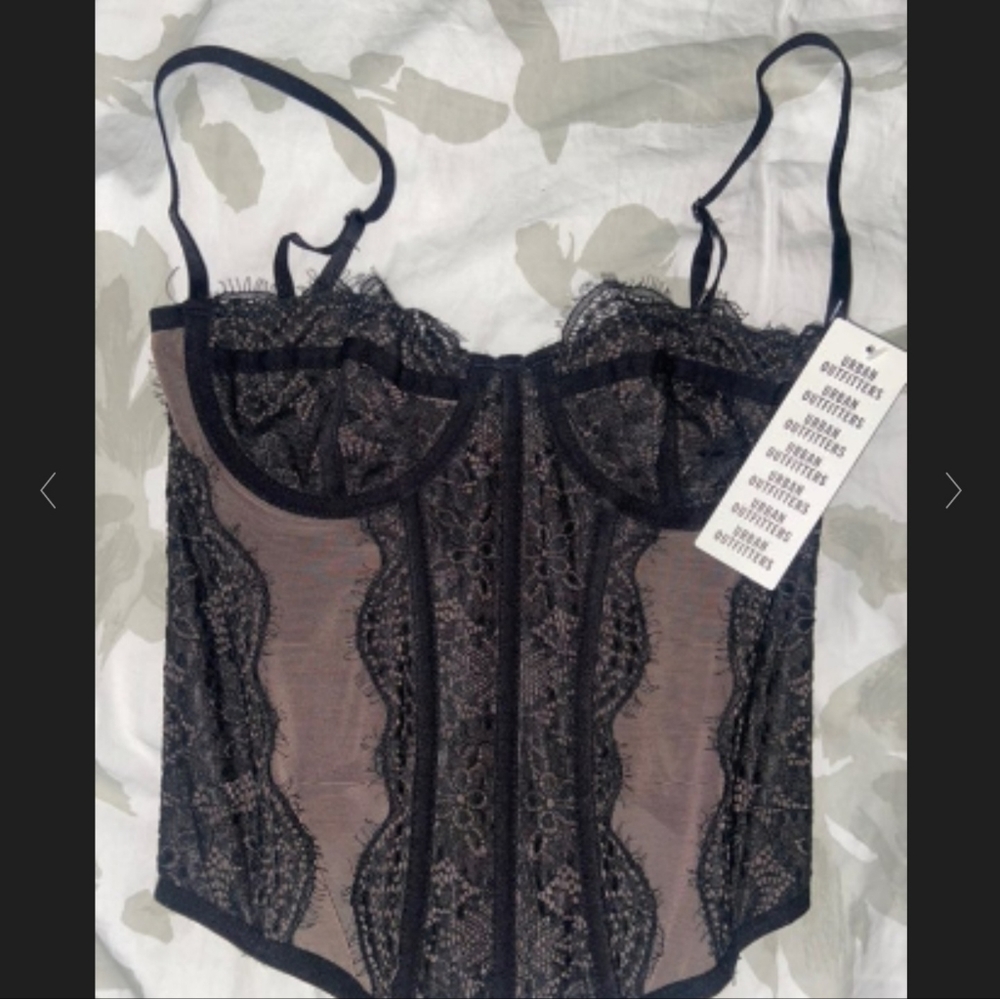 SOLD ! Urban Outfitters Out from Under Modern Love Corset Top medium Black NWT